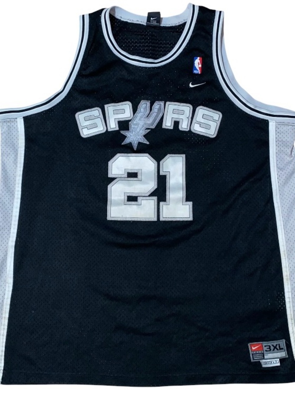 Vintage San Antonio Spurs Jersey 3XL Black Silver NBA Basketball Duncan 21 (DB3)